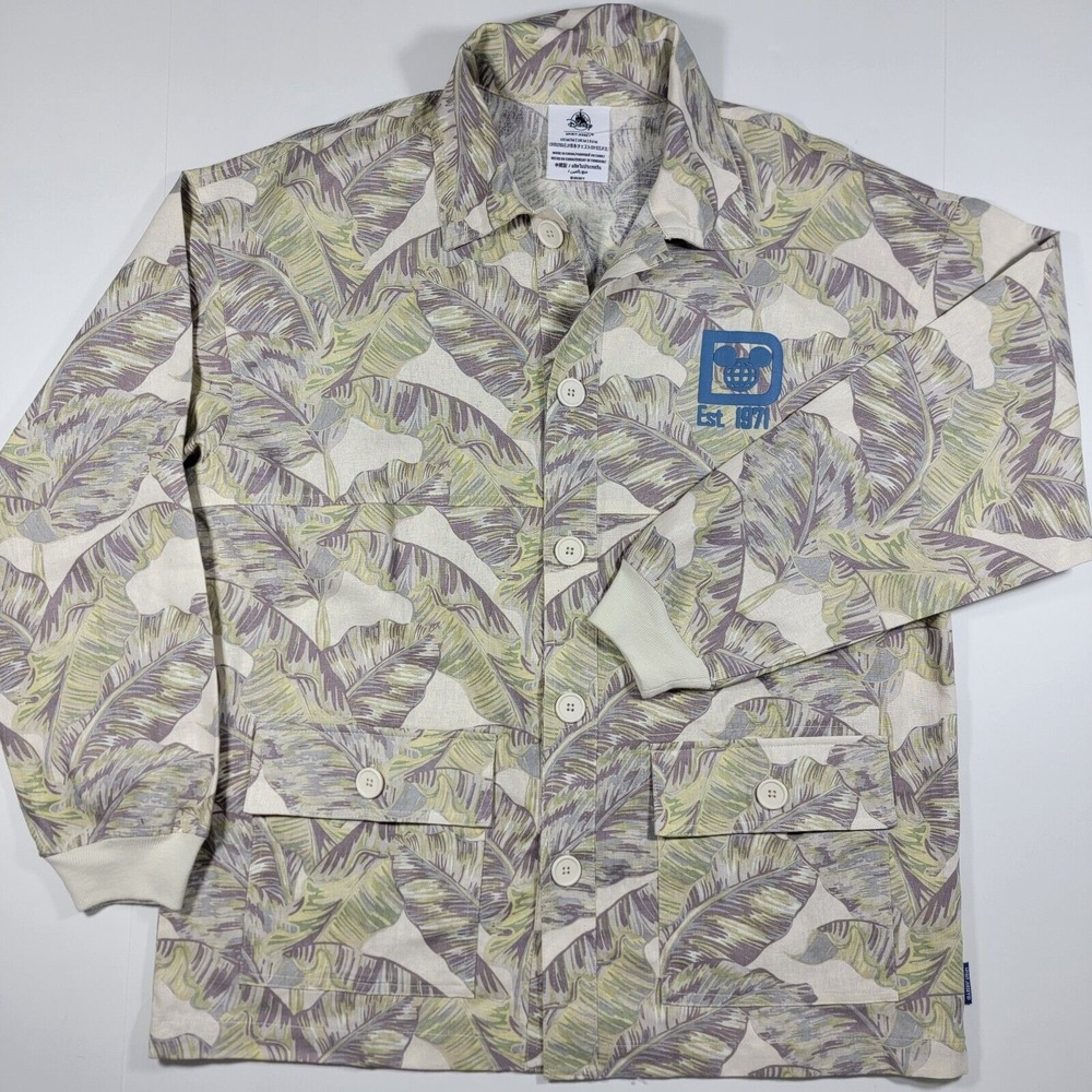 Disney World Spirit Jersey Men's Linen Blend Button Down Hawaiian Shirt XL